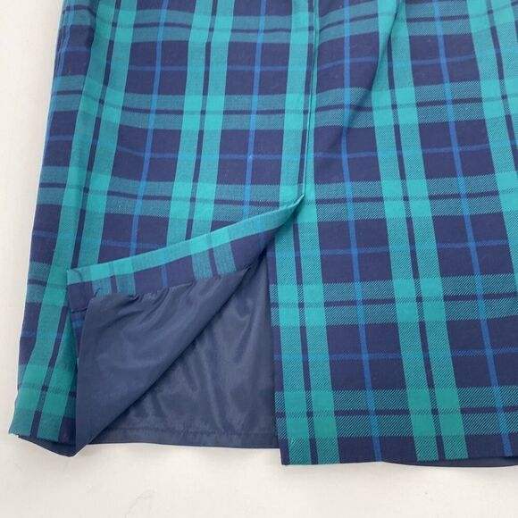 Lord & Taylor Blackwatch Tartan Plaid Cotton Stretch Pencil Skirt Lined Navy Gre - Picture 5 of 10